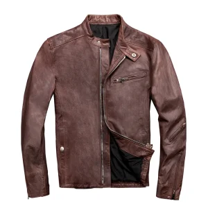 Vegetable Tanned Sheepskin Leather Jacket Men Women Japanese Korean Slim Fit Short Stand Collar Motorcycle Chaqueta Cuero Moto - AliExpress Motorcycle Equipments