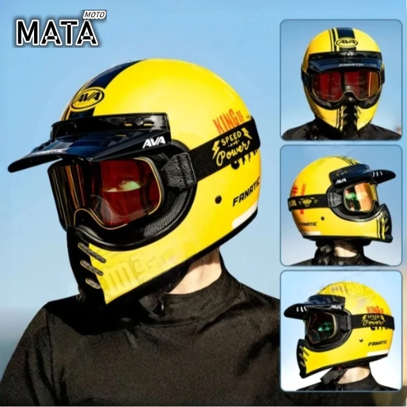 AVA Motorcycle Helmet Motobike Retro Full Helmet Men and Women Riding Safety Helmet Capacete De Motocicleta DOT ECE Certified - AliExpress Motorcycle Equipments