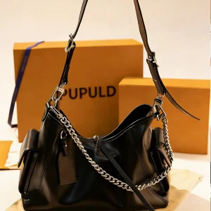 PUPULD Black Samurai Leather Shoulder Bag Trendy Hobo Handbag Crossbody Chain Purse Women's Fashionable Soft Square Bag - AliExpress Women's Handbags