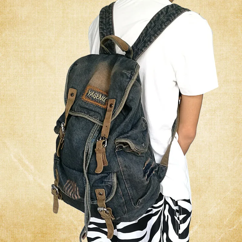 Retro Canvas Leather Double Shoulder Bag Casual Travel Backpack Large Capacity Summer Trendy Bookbag for Men And Women - AliExpress Men's Bags