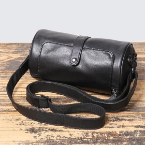 New Men's Vintage Genuine Leather Cylindrical Bag Cowhide Shoulder Bag Also Perfect As A Women's Crossbody Round Barrel Backpack - AliExpress Men's Bags