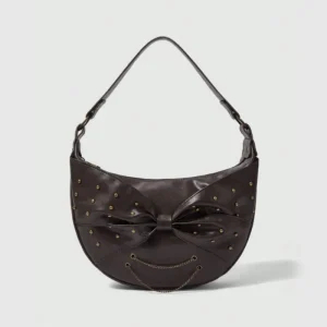 American Retro Metal Rivet Chain Decoration Bow Women's Bag Simple And Versatile Large Capacity Personalized Shoulder Bag Trendy - AliExpress Women's Handbags