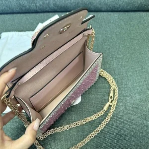 Glam Pink Gradient Crystal Rhinestone Mini Flap Bag For Women Multi Card Slot Gold Chain Strap Wedding Party Crossbody Purse - AliExpress Women's Handbags