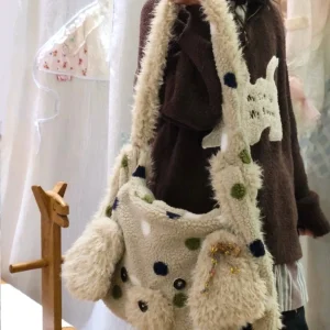 Autumn/Winter Fashion New Plush Dog Shaped Women's Bag Large Capacity Horizontal Square Single Shoulder Diagonal Cross Bag Trend - AliExpress Women's Handbags