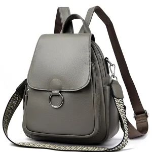 backpack women's small genuine leather metal decoration Flip design Zipper main bag minimalist style backpack female white - AliExpress Women's Handbags