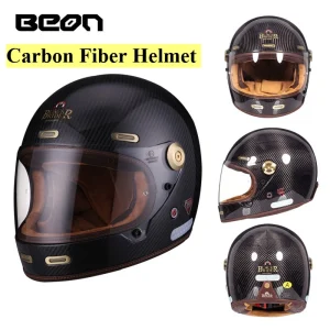 BEON Motorcycle Full Helmet Vintage Carbon Fiber Men Women Locomotive Four Season Universal Harley Cruise 512 Helmet - AliExpress Motorcycle Equipments