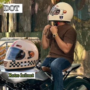 Motorcycle helmet retro cruise locomotive double mirror full helmet warm men's and women's winter helmet dot - AliExpress Motorcycle Equipments