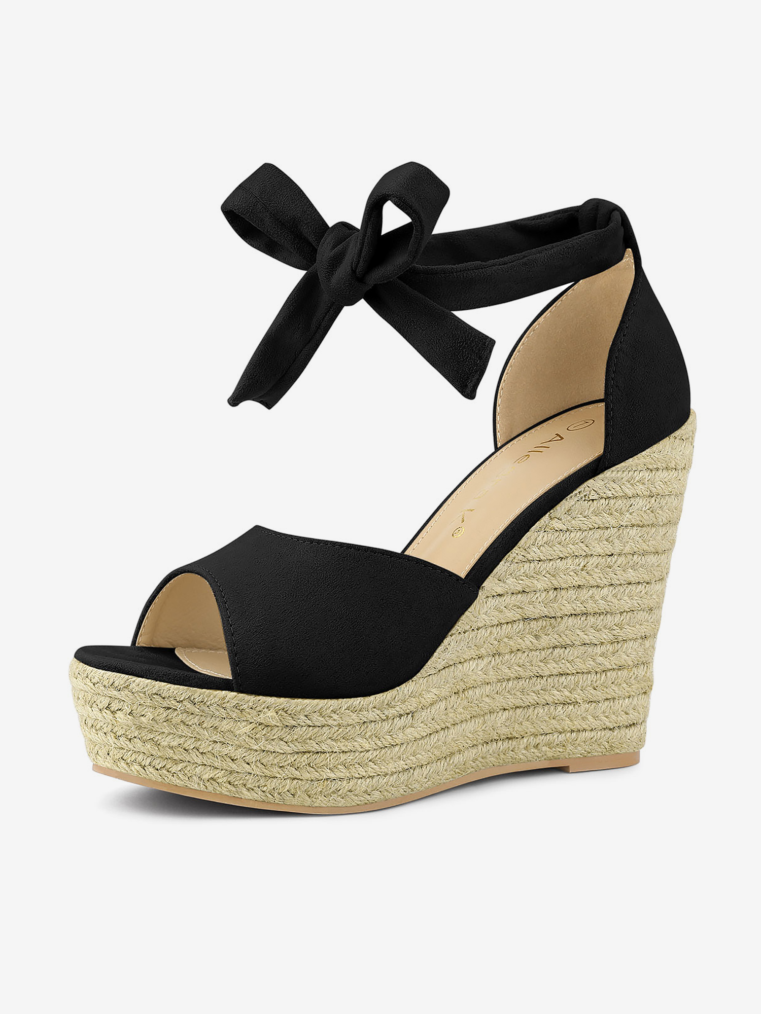 Espadrilles Tie Up Ankle Strap Platform Wedges Sandals Black/8.5 - Allegra K catalog