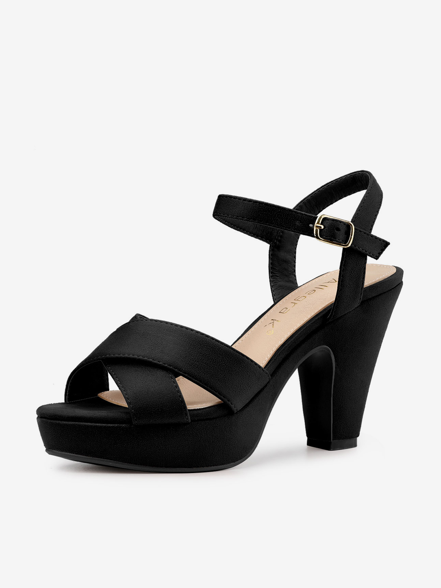 Platform Chunky Heel Ankle Strap Slingback Sandals Black/9 - Allegra K catalog