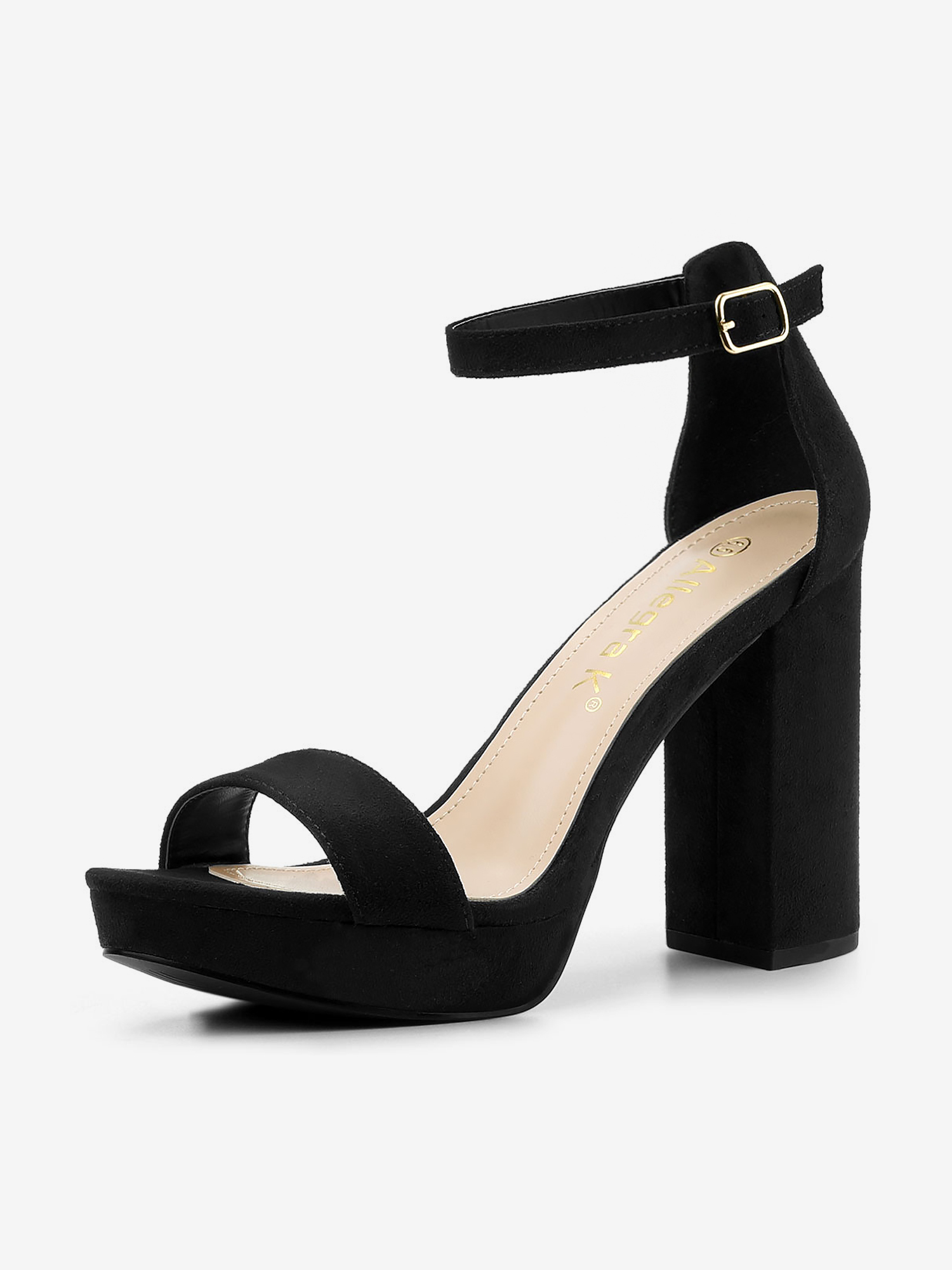 Faux Suede Ankle Strap Platform Chunky Heel Sandals Black/6 - Allegra K catalog
