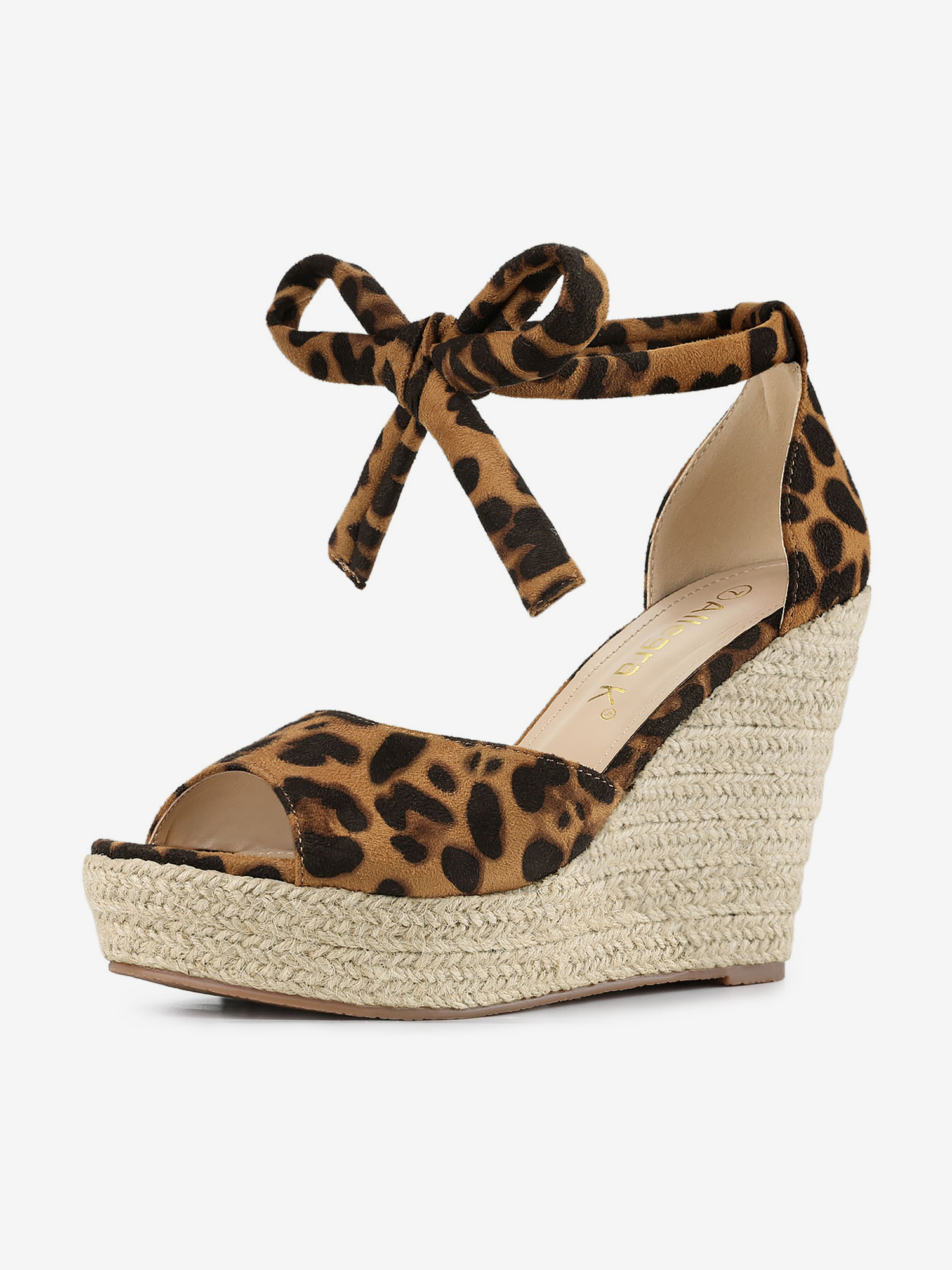 Espadrilles Tie Up Ankle Strap Platform Wedges Sandals Leopard/9 - Allegra K catalog