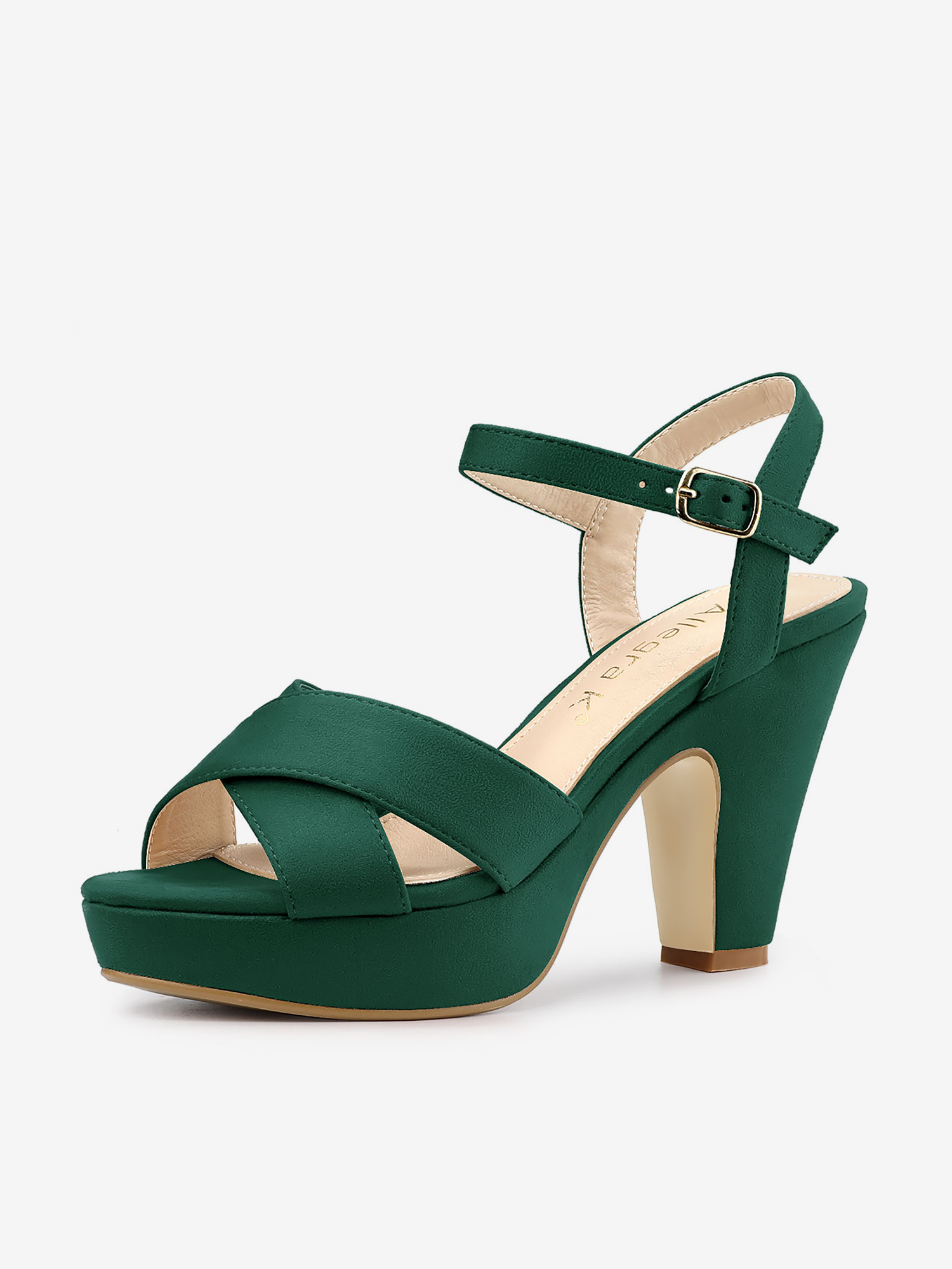 Platform Chunky Heel Ankle Strap Slingback Sandals Green/8.5 - Allegra K catalog