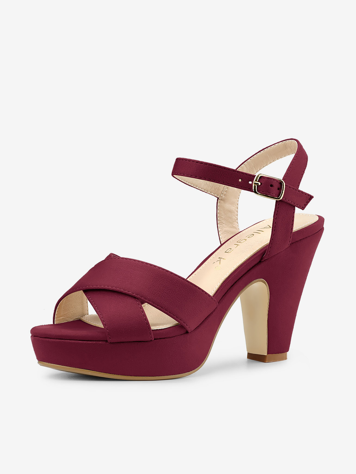 Platform Chunky Heel Ankle Strap Slingback Sandals Burgundy/7.5 - Allegra K catalog