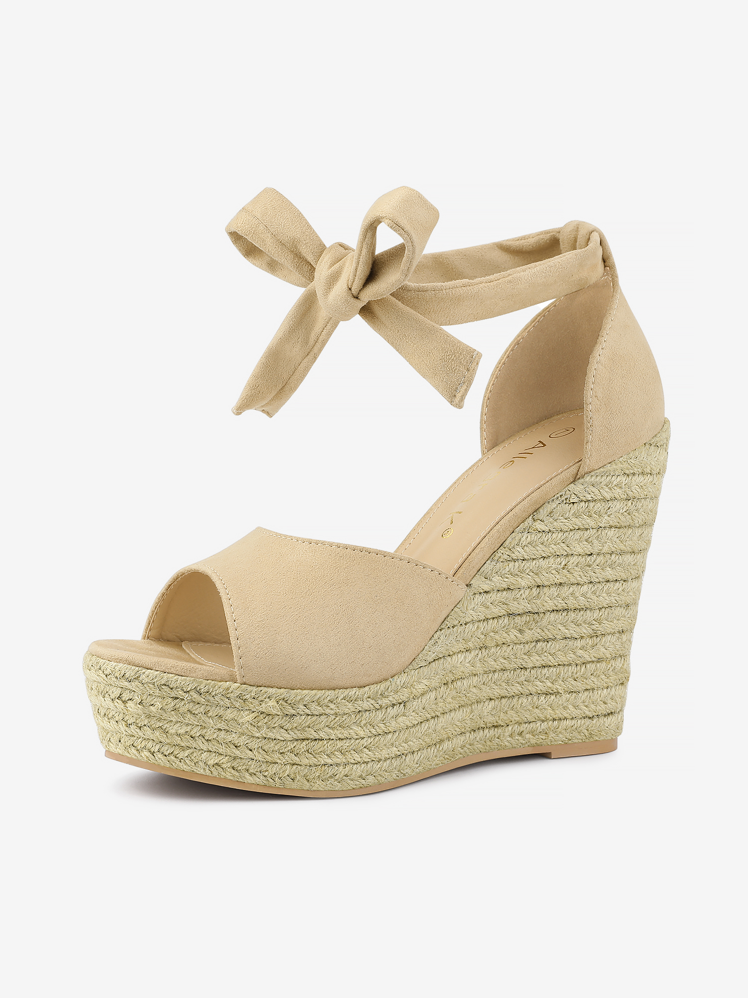 Espadrilles Tie Up Ankle Strap Platform Wedges Sandals Beige/9 - Allegra K catalog