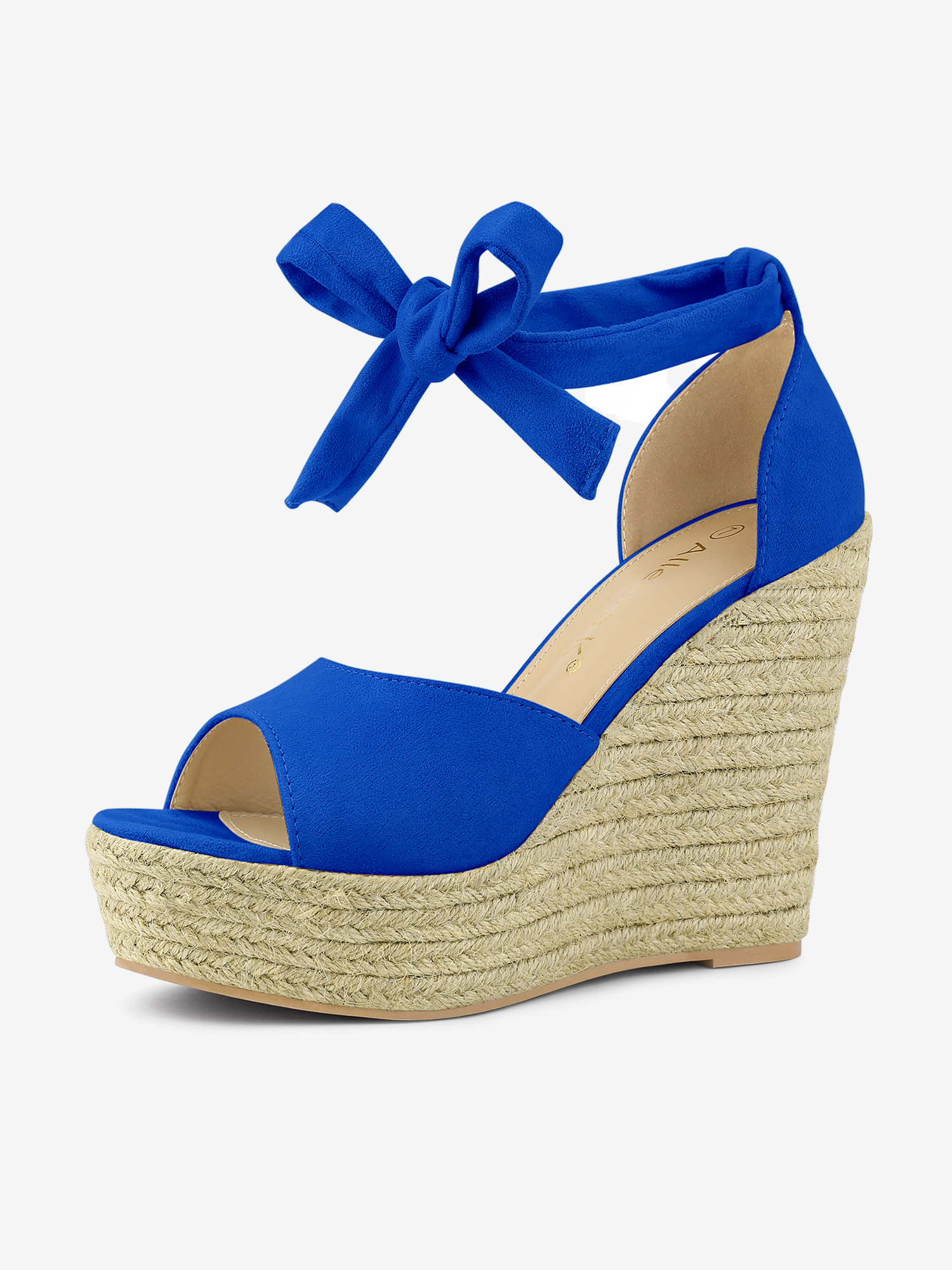 Espadrilles Tie Up Ankle Strap Platform Wedges Sandals Deep Blue/7.5 - Allegra K catalog