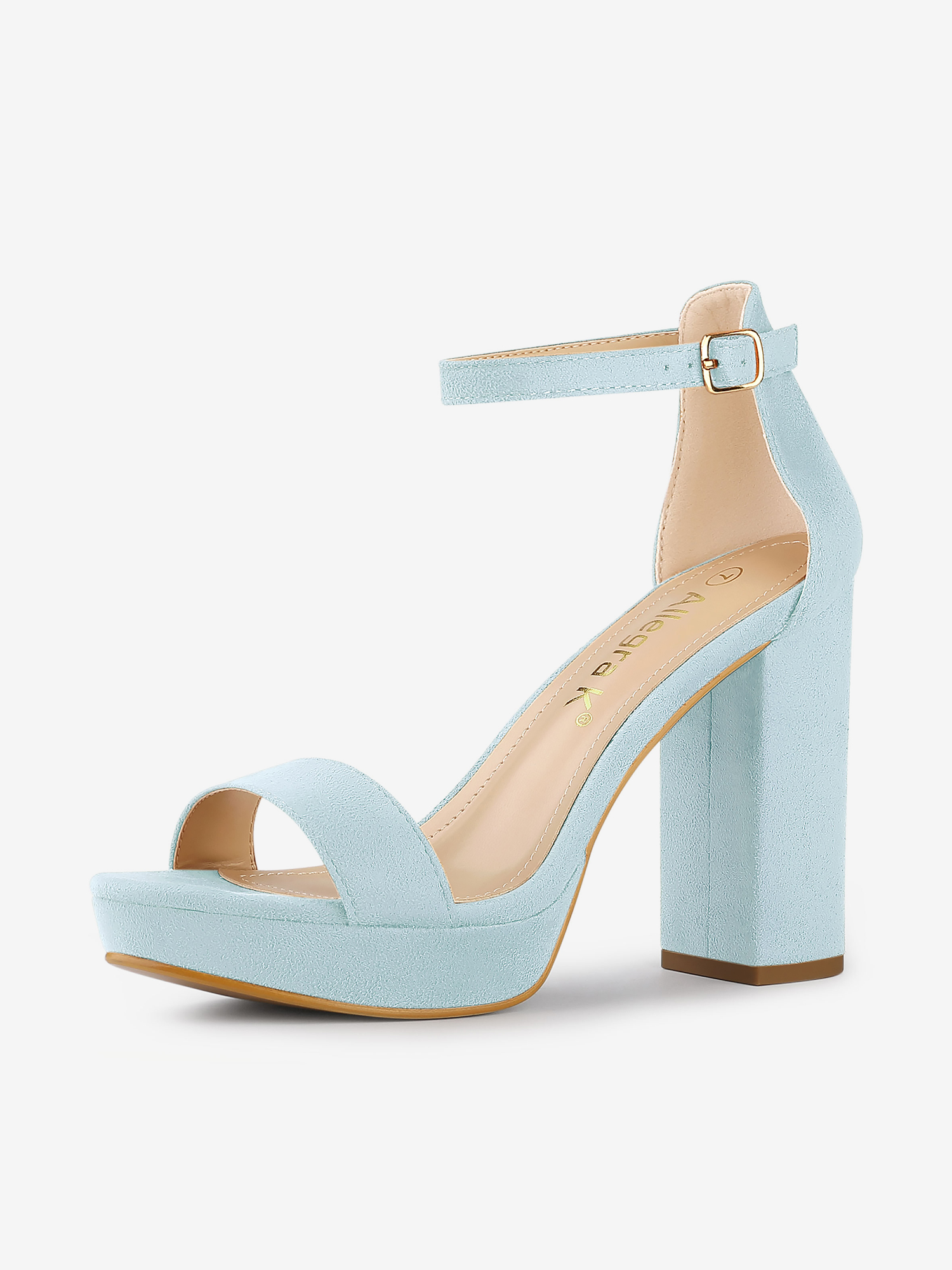 Faux Suede Ankle Strap Platform Chunky Heel Sandals Sky Blue/6 - Allegra K catalog