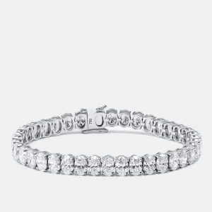 16 cts Oval Lab Grown Diamonds 18k White Gold Bracelet, Bracelets - Luxury Closet
