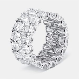 9.5 cts Pear, Marquise Lab Grown Diamonds 18k White Gold Ring Size 55, Rings - Luxury Closet