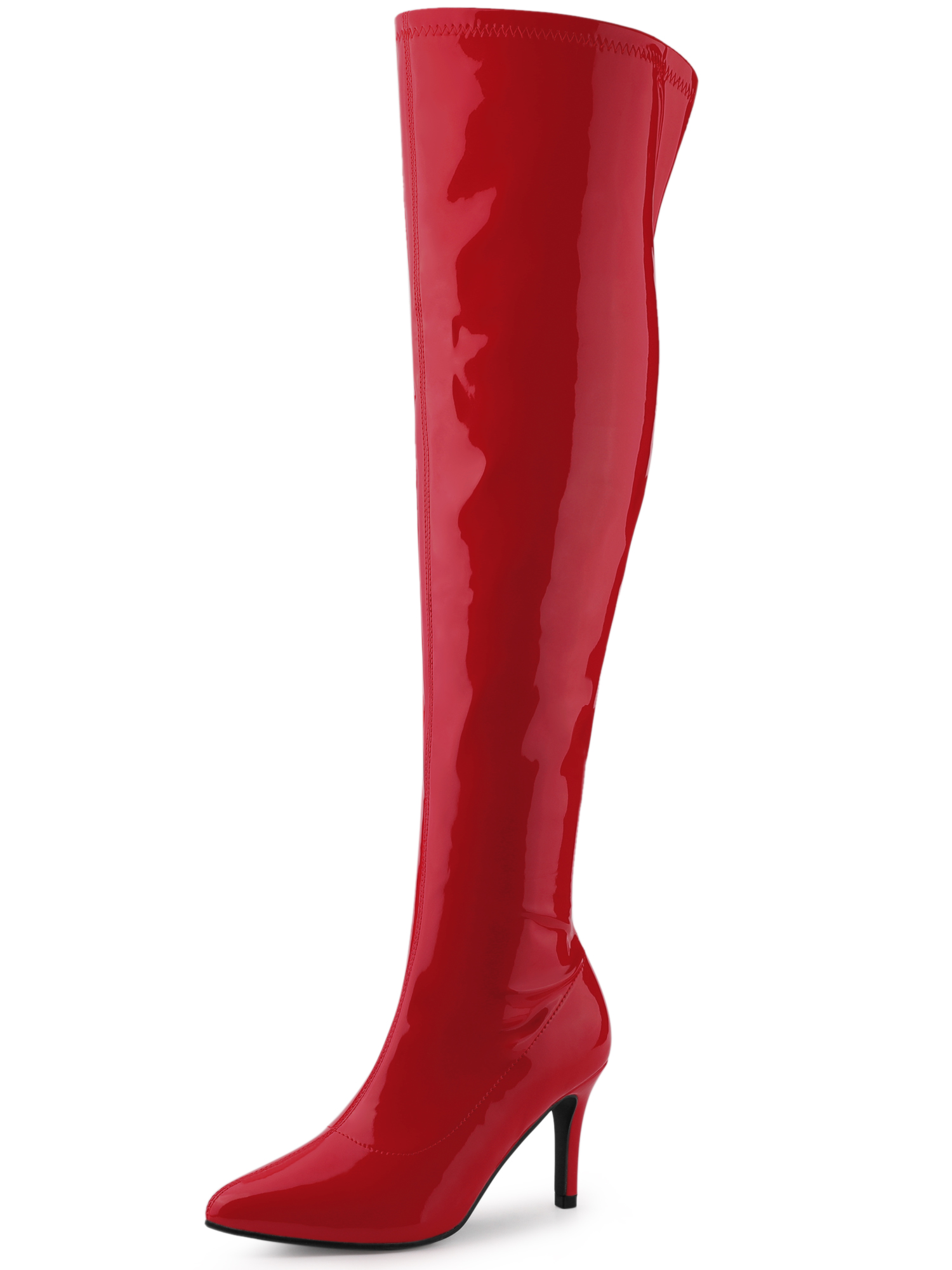 Pointed Toe Stiletto Heel Over The Knee High Boots Red/9 - Allegra K catalog